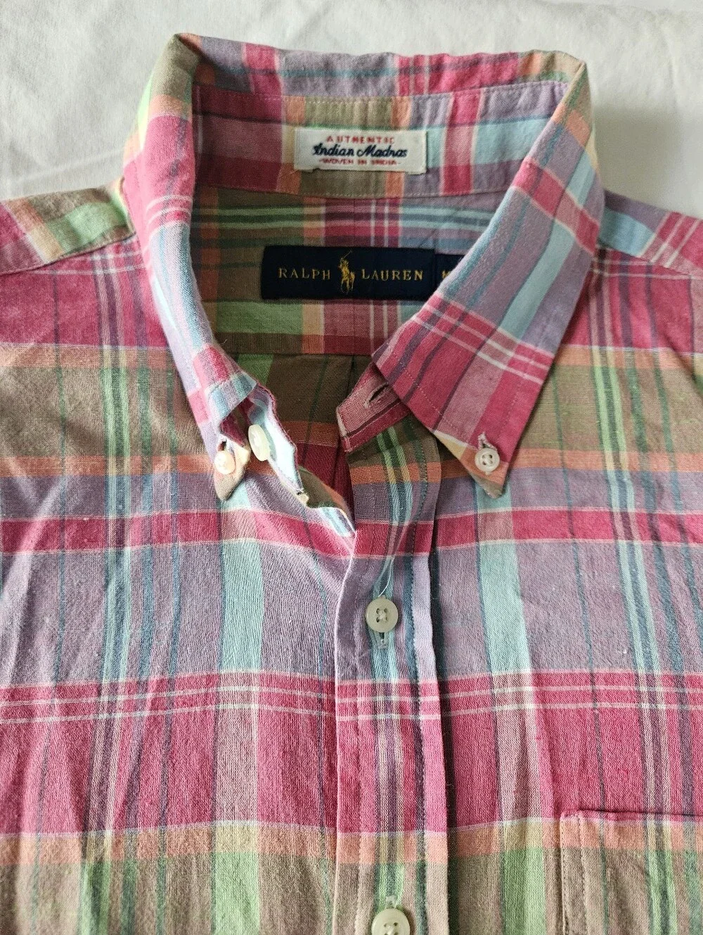 POLO RALPH LAUREN Authentic Indian Madras Plaid Short Sleeve Shirt | SZ  M